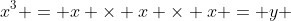 x^3 = x \times x \times x = y 