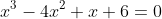 x^3-4x^2+x+6=0