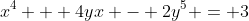 x^4 + 4yx - 2y^5 = 3