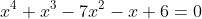 x^4+x^3-7x^2-x+6=0