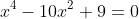 x^4-10x^2+9=0