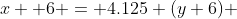x+ 6 = 4.125 (y+6) 