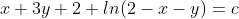 x+3y+2 ln(2-x-y)=c