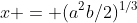 x = (a^2b/2)^{1/3}
