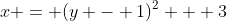 x = (y - 1)^2 + 3