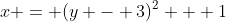 x = (y - 3)^2 + 1
