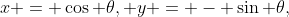 x = \cos \theta, y = - \sin \theta,