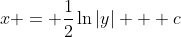 x = \frac{1}{2}\ln{|y|} + c