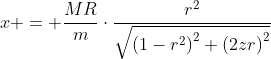 x = \frac{MR}{m}\cdot\frac{r^2}{\sqrt{{(1-r^2)}^2+{(2zr)}^2}}