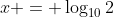 x = \log_{10}2
