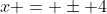x = \pm 4
