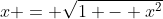 x = \sqrt{1 - x^2}