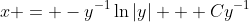 x = -y^{-1}\ln{|y|} + Cy^{-1}
