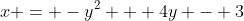 x = -y^2 + 4y - 3~\implies~ x+3 \bold{{\color{red}- 4}} = -(y^2-4y\bold{{\color{red}+ 4}})