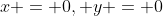 x = 0, y = 0