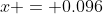x = 0.096