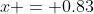 x = 0.83