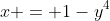x = 1-y^4