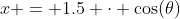 x = 1.5 \cdot \cos(\theta)