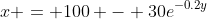 x = 100 - 30e^{-0.2y}