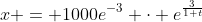x = 1000e^{-3} \cdot e^{\frac{3}{1+t}}