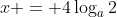 x = 4\log_a{2}