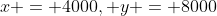 x = 4000, y = 8000