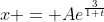 x = Ae^{\frac{3}{1+t}}