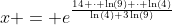 x = e^{\frac{14 \cdot \ln(9) \cdot \ln(4)}{\ln(4)+3\ln(9)}}