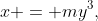 x = my^3,