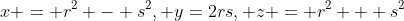 x = r^2 - s^2, y=2rs, z = r^2 + s^2