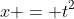 x = t^2