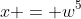 x = w^5