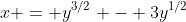x = y^{3/2} - 3y^{1/2}