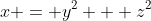 x = y^2 + z^2