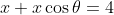 x+x\cos\theta=4~and~x\sin\theta=3
