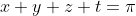 x+y+z+t=\pi