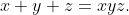 x+y+z=xyz.
