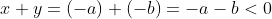 x+y=(-a)+(-b)=-a-b<0