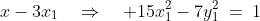 x-3x_1\quad\Rightarrow\quad 15x_1^2-7y_1^2\:=\:1