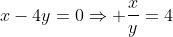 x-4y=0\Rightarrow \frac{x}{y}=4