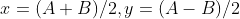 x=(A+B)/2,y=(A-B)/2