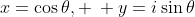 x=\cos\theta, \: y=i\sin\theta