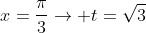 x=\frac{\pi}{3}\rightarrow t=\sqrt{3}