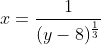 x=\frac{1}{(y-8)^{\frac{1}{3}}}