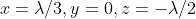 x=\lambda/3,y=0,z=-\lambda/2