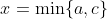 x=\min\{a,c\}~\&~y=\min\{c,d\}