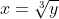 x=\sqrt[3]{y}