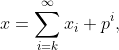 x=\sum_{i=k}^{\infty}x_i p^i,