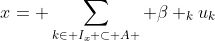 x= \sum_{k\in I_x \subset A } \beta _ku_k